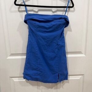Cellecci Royal Blue Strapless Mini Dress with Spaghetti Straps Small